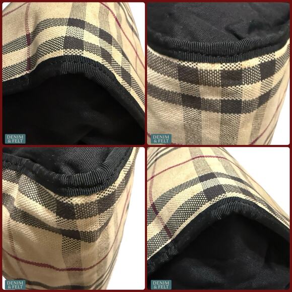Burberry Nova Check Canvas Tote Bag Beige Black Red Plaid Shoulder Shopper Italy - Picture 14 of 14